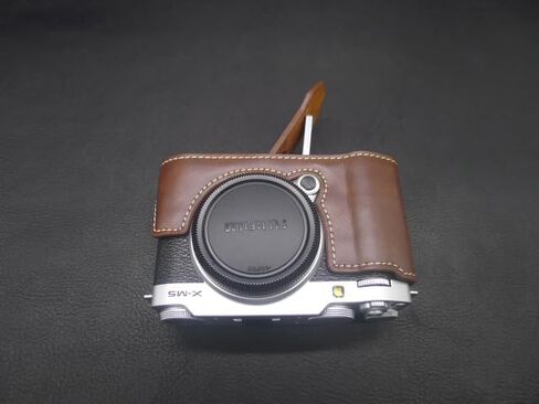 MUZIRI KINOKOO Fuji X-M5 Case, PU Leather Half Case for Fuji X-M5 Camera, Protective Bottom Case for Fuji X-M5/Fuji XM5 Camera - with Opening Bottom and Hand Grip Design - Coffee in Saudi Arabia