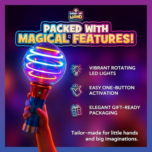 IPIDIPI TOYS Spinning Light Up Wand for Kids - Light Up Spinner Toy, Spinning Globe Toy, Special Needs Sensory Toys for Children with Autism, Stocking Stuffers Toys in Kuwait