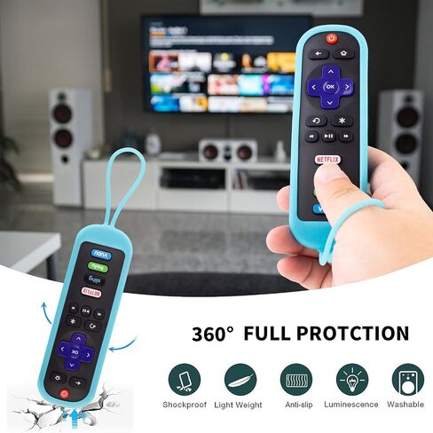 2 حزمة TCL Roku الغلاف البعيد العلبة السيليكون الحماية لـ Roku TV Express/Premiere/Streaming Stick/Ultra RC280 مضاد الأكمام عن بُعد في الظلام (Glow Green +Glow Blue) in Kuwait