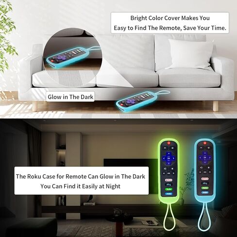 2 حزمة TCL Roku الغلاف البعيد العلبة السيليكون الحماية لـ Roku TV Express/Premiere/Streaming Stick/Ultra RC280 مضاد الأكمام عن بُعد في الظلام (Glow Green +Glow Blue) in Kuwait