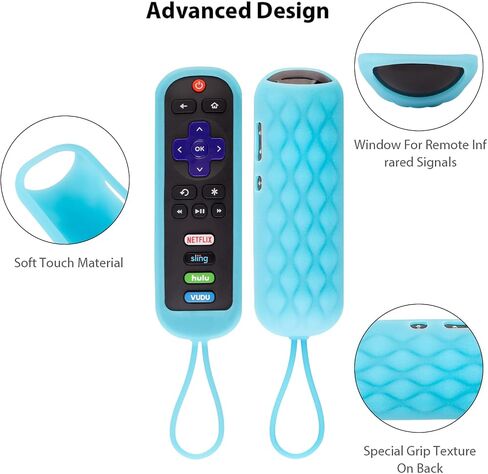 2 حزمة TCL Roku الغلاف البعيد العلبة السيليكون الحماية لـ Roku TV Express/Premiere/Streaming Stick/Ultra RC280 مضاد الأكمام عن بُعد في الظلام (Glow Green +Glow Blue) in Kuwait