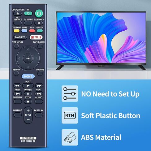 RMT-VB310U Replacement Remote Control Compatible with Sony Blu-Ray DVD Player UBP-X800M2 UBP-X800 UBP-UX80 UBP-X1000ES UBP-X1100ES in Kuwait