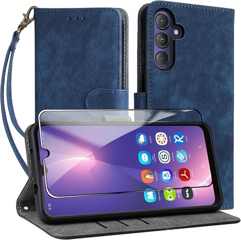 Wallet Case Compatible withr Gabb Phone 4 Pro with Screen Protector,Women Girl RFID Blocking PU Leather Flip Cover Wrist Strap Credit Card Slots Phone Case,Blue in Saudi Arabia