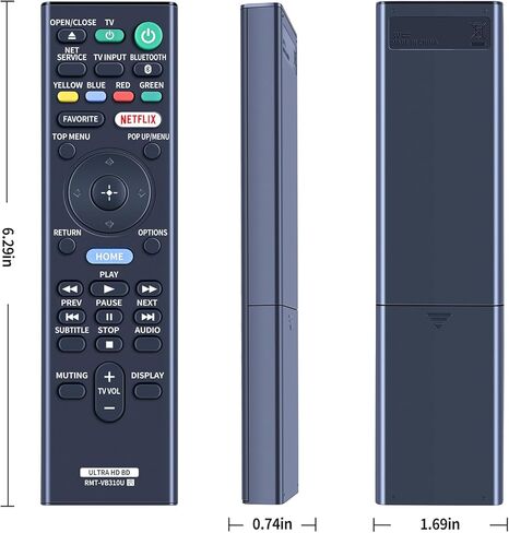RMT-VB310U Replacement Remote Control Compatible with Sony Blu-Ray DVD Player UBP-X800M2 UBP-X800 UBP-UX80 UBP-X1000ES UBP-X1100ES in Kuwait