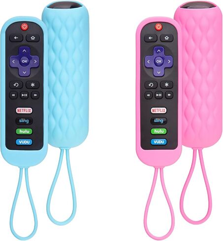 2 حزمة TCL Roku الغلاف البعيد العلبة السيليكون الحماية لـ Roku TV Express/Premiere/Streaming Stick/Ultra RC280 مضاد الأكمام عن بُعد في الظلام (Glow Green +Glow Blue) in Kuwait