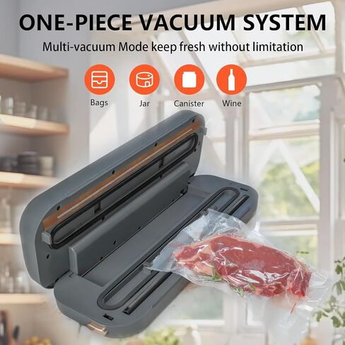 Vacuum Sealer Machine, Precision Compact mini vacuum sealer 65 Kpa Powerful Suction, Automatic Operation, Ideal for Easy & Efficient Food Preservation and Storage With 10 Bags (Grey) in Saudi Arabia
