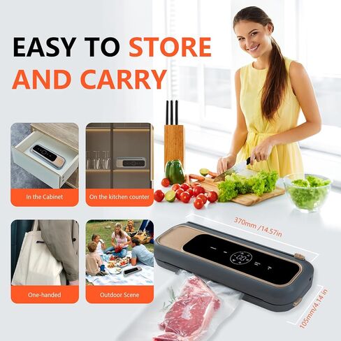 Vacuum Sealer Machine, Precision Compact mini vacuum sealer 65 Kpa Powerful Suction, Automatic Operation, Ideal for Easy & Efficient Food Preservation and Storage With 10 Bags (Grey) in Saudi Arabia