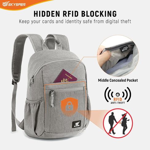 SKYSPER Anti Theft Hiking Backpack RFID Packable Travel Daypack Lightweight Foldable Back Pack for Walking Daytrip in Saudi Arabia
