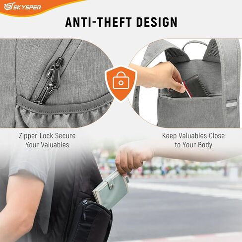 SKYSPER Anti Theft Hiking Backpack RFID Packable Travel Daypack Lightweight Foldable Back Pack for Walking Daytrip in Saudi Arabia