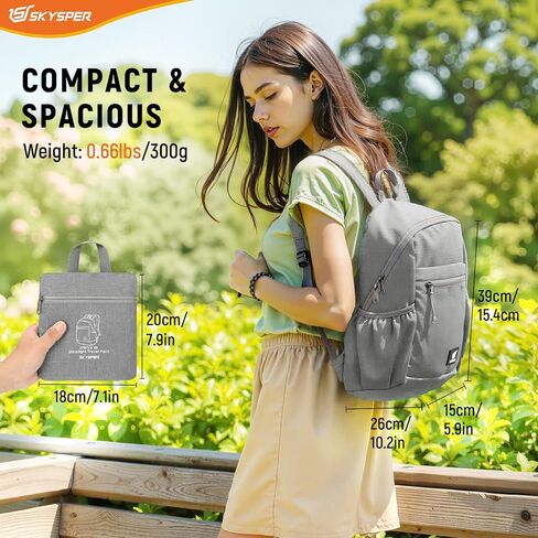 SKYSPER Anti Theft Hiking Backpack RFID Packable Travel Daypack Lightweight Foldable Back Pack for Walking Daytrip in Saudi Arabia