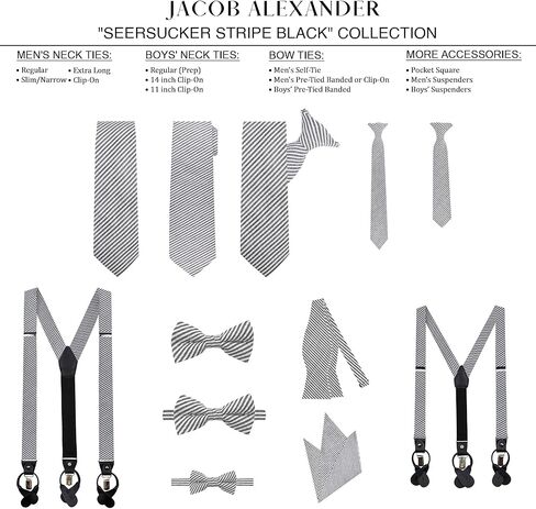 Jacob Alexander Men's Seersucker Striped Pattern Clip-On Neck Tie in Kuwait