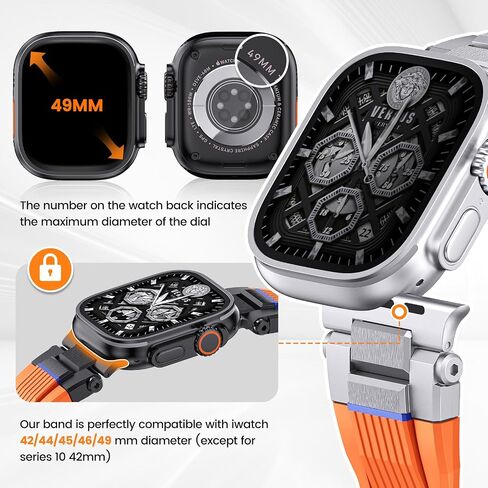 Compatible with Apple Watch Ultra 2 Bands for Men 49mm 46mm 45mm 44mm 42mm, Sports Ultra 2 Watch Bands for Apple Watch Series 10 46mm for Men/Series 9/8/7/6 45mm 44mm 42mm/Ultra/Ultra 2 49mm in Kuwait