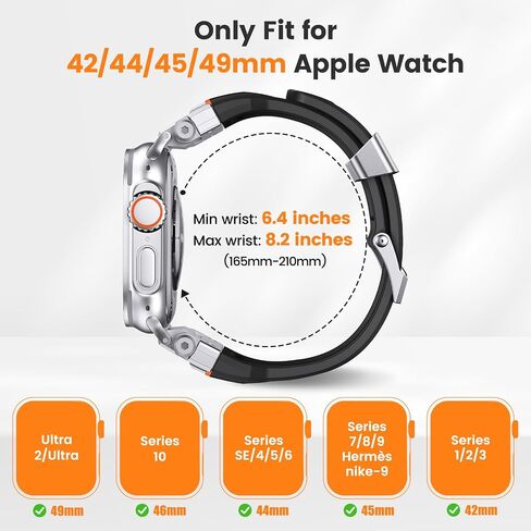 Compatible with Apple Watch Ultra 2 Bands for Men 49mm 46mm 45mm 44mm 42mm, Sports Ultra 2 Watch Bands for Apple Watch Series 10 46mm for Men/Series 9/8/7/6 45mm 44mm 42mm/Ultra/Ultra 2 49mm in Kuwait