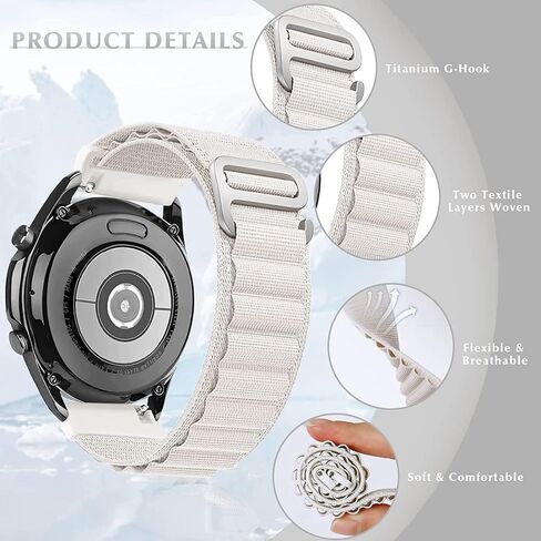 20mm & 22 mm Nylon Sport Loop Bands Compatible with Samsung Galaxy Watch 7 6 5 4 Band 40 44mm ; Galaxy Watch 5 Pro Band 45mm /Watch 6 4 Classic 42mm 43mm 46mm 47mm for Men Women in Saudi Arabia