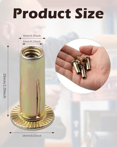 Multi-Grip Rivet-Nuts, M6 Rivet Nut Carbon Steel Pre-Bulbed Shank Color-Zinc-Plated Flat Head Threaded Insert Nut(25 Pack) in Saudi Arabia