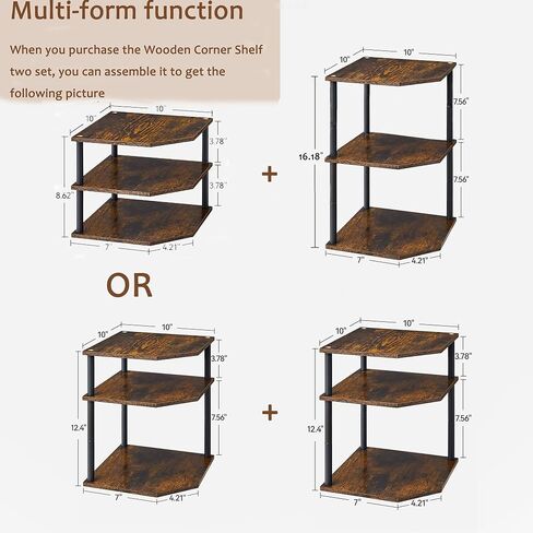 Wooden 3-Tier Corner Shelf, Kitchen Countertop Organizer Counter Small Storage for Desktop Living Room Bedroom Bathroom Small Space in Saudi Arabia