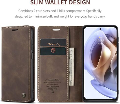 Kowauri Case for Moto Edge 2022 Case,Classic Design Leather Wallet Magnetic Closure Flip Case with Kickstand Card Holder Slot Shockproof Protective Cover for Motorola Moto Edge 2022 (6.6 inch),Coffee in Saudi Arabia