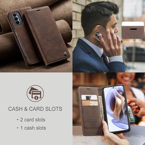 Kowauri Case for Moto Edge 2022 Case,Classic Design Leather Wallet Magnetic Closure Flip Case with Kickstand Card Holder Slot Shockproof Protective Cover for Motorola Moto Edge 2022 (6.6 inch),Coffee in Saudi Arabia