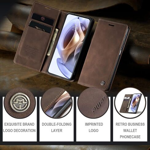 Kowauri Case for Moto Edge 2022 Case,Classic Design Leather Wallet Magnetic Closure Flip Case with Kickstand Card Holder Slot Shockproof Protective Cover for Motorola Moto Edge 2022 (6.6 inch),Coffee in Saudi Arabia