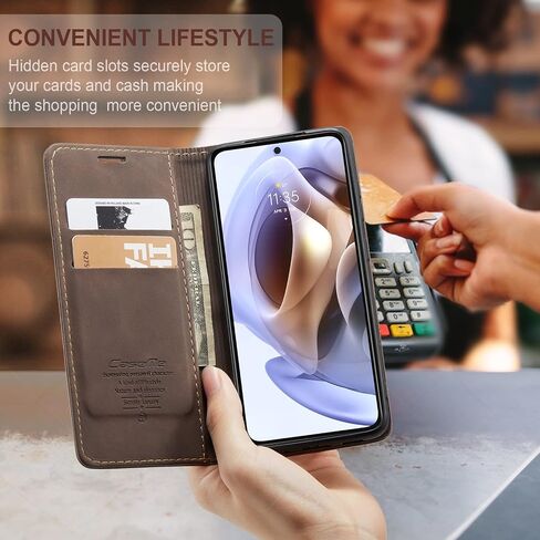 Kowauri Case for Moto Edge 2022 Case,Classic Design Leather Wallet Magnetic Closure Flip Case with Kickstand Card Holder Slot Shockproof Protective Cover for Motorola Moto Edge 2022 (6.6 inch),Coffee in Saudi Arabia