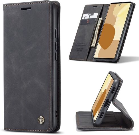 UEEBAI Wallet Case for Google Pixel 6, Premium PU Leather Case Vintage Matte Wallet Flip Cover [Card Slots] [Magnetic Closure] Stand Function Folio Shockproof Full Protection - Black in Saudi Arabia