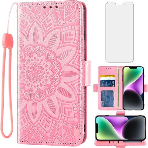 Asuwish Phone Case for iPhone 14 6.1 inch Wallet Cell مع حامية شاشة الحبل الحلي in Kuwait