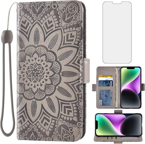 Asuwish Phone Case for iPhone 14 6.1 inch Wallet Cell مع حامية شاشة الحبل الحلي in Kuwait