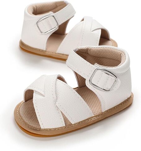 SOFMUO Baby Girls Braided Sandals Anti-Slip Rubber Sole Infant Summer Shoes | Soft Woven Sandals, Anti-Slip Rubber Sole,Hook &Loop Closure,Summer First Walkers for Infant Toddler Girls in Kuwait