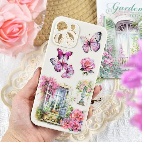 ملصقات زهرة لسكرابوكينغ، ملصقات طبيعية عتيقة 20 صفحة 120 قطعة من لوازم سجل القصاصات الشفافة ملصقات دفتر اليومية لصنع البطاقات وأظرف اليوميات DIY in Kuwait