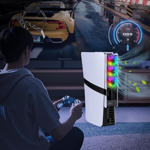 Bestswitches Cooling Fan with RGB LightIing for PS5 PRO and PS5 SLIM DISC&DIGITAL,3 RGB Quiet cooling Fan,Ajustable Airflow Modes, Easy install USB Port in Saudi Arabia