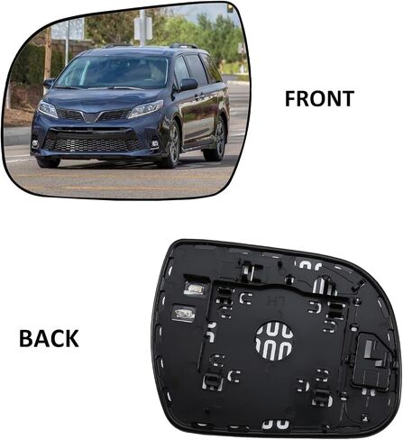استبدال مرآة جانبية للركاب لسيارة Toyota Sienna 2011 2012 2013 2014 2015 2016 2017 2018 2019 - زجاج مرآة الجانب الأيمن، زجاج مرايا الرؤية الخلفية مع تسخين الطاقة in Kuwait