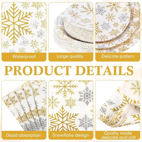 Pickmesh 250 Pcs Snowflake Christmas Plates and Napkins Red Birthday Party Decoration Disposable Plates Napkins Cups Serve 50 Guests for Winter Wonderland Party Holiday Party Supplies in Saudi Arabia