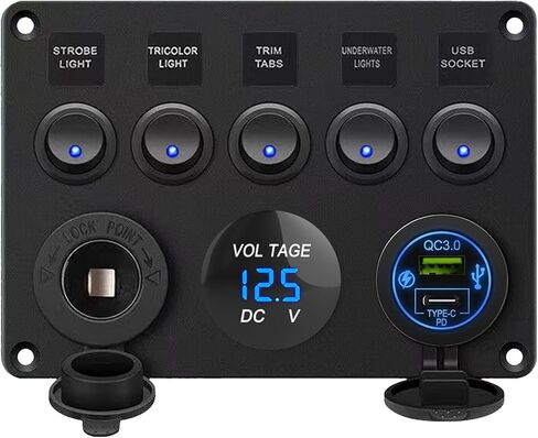 لوحة مفاتيح متأرجحة مقاومة للماء مكونة من 6 مجموعات - مفاتيح تشغيل وإيقاف - 12V/24V 20A - سيارة شاحنة قارب RV in Kuwait