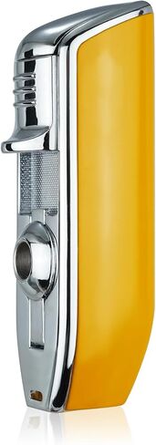 Cigar Torch Lighters with Cutter Set Triple Jet Flame Lighter with Punch Butane Torches Refillable Lighter for Men (Without Gas) (Yellow) in Saudi Arabia