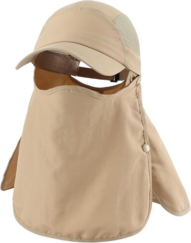 Connectyle Men's Sun Hat مع قناع الوجه القابل للإزالة ورفرف الرقبة قابلة للتعديل في الهواء الطلق UPF 50+غطاء الشمس للصيد المشي لمسافات طويلة in Kuwait