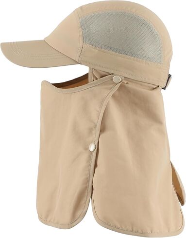 Connectyle Men's Sun Hat مع قناع الوجه القابل للإزالة ورفرف الرقبة قابلة للتعديل في الهواء الطلق UPF 50+غطاء الشمس للصيد المشي لمسافات طويلة in Kuwait