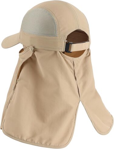 Connectyle Men's Sun Hat مع قناع الوجه القابل للإزالة ورفرف الرقبة قابلة للتعديل في الهواء الطلق UPF 50+غطاء الشمس للصيد المشي لمسافات طويلة in Kuwait