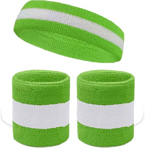 COUVER Sweatband Set Sports Headband Wristband Set Terry Cloth Moisture Wicking Sweat Absorbing Wrist Sweatbands Head Sweatband in Kuwait