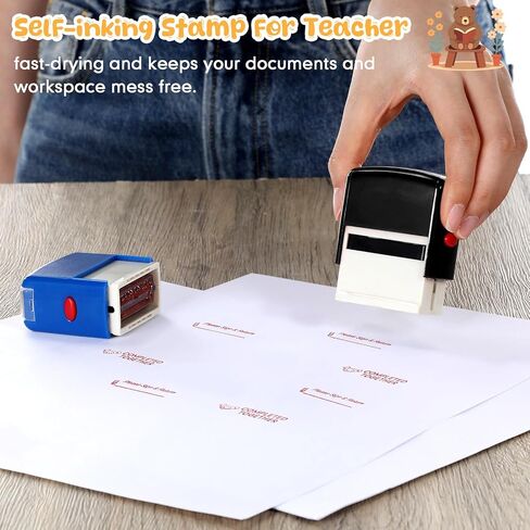 XunYee 2 Pcs Rectangular Please Sign & Return Stamp Teacher Stamp Self Inking Refillable Sign Return Stamps for Teacher Parent School Classroom Business Office, Red Ink in Kuwait