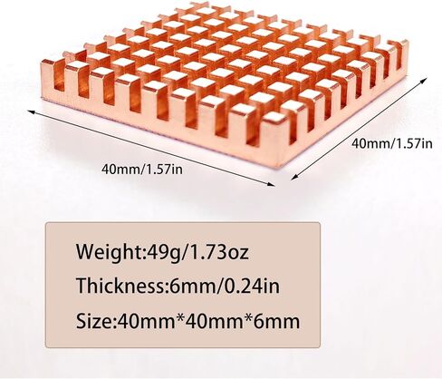 نحاس الحرارة 1.57x1.57x0.24 بوصة مع شريط لاصق موصل حراريا ، مضاد - هارب حراري ، بالوعة حرارة النحاس النقي لرقاقة وحدة المعالجة المركزية ، لوحة الدوائر ، تبريد المعدات الدقيقة ، 1 مساءً in Kuwait