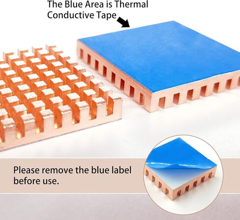 نحاس الحرارة 1.57x1.57x0.24 بوصة مع شريط لاصق موصل حراريا ، مضاد - هارب حراري ، بالوعة حرارة النحاس النقي لرقاقة وحدة المعالجة المركزية ، لوحة الدوائر ، تبريد المعدات الدقيقة ، 1 مساءً in Kuwait