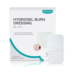 Dimora Hydrogel Wound Dressing 1.7" x3" - Burn Pads Sterile Soothing Bandage, Cooling Protective Treatment for Minor Burns & Blisters, Cuts, Abrasions,Cracked Nipples, 10 Count