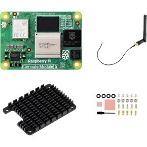 CM5 PI COMPUTE MODULE 5 KIT تأتي مع CM5102016 الرسمية (مع اللاسلكي ، 2 جيجابايت SDRAM ، 16 جيجابايت EMMC فلاش) ، مجموعة الهوائي ، CM5 DISTINK (3 عناصر)