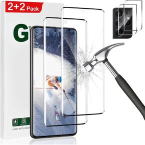 2+2 Pack Galaxy S21 Ultra Tempered Glass Camera Screen Protector, Fingerprint Unlock, 9H Hardness Scratch Resistant,3D HD Curved,No Bubble, for Samsung Galaxy S21 Ultra Screen Protector(6.8 Inch)