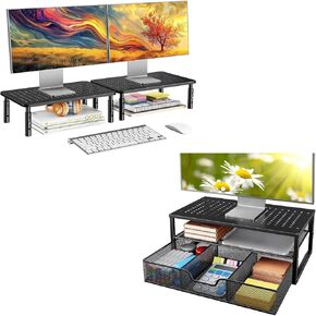 HUANUO 2 Pack Monitor Stand for Desk, 2-Tier Metal Monitor Stand Riser