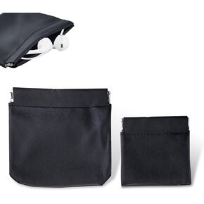 حقيبة تخزين سماعات سماعات سماعة سماعة سماعة سماعات الرأس 2pcs Pouch Pu ، حقيبة حقيبة أذن عالمية مع إغلاق الربيع ، محفظة عملة معدنية من الجلد M + S للسماعات ، العملات المعدنية ، مفاتيح ، محركات فلاش USB ، المجوهرات (أسود)