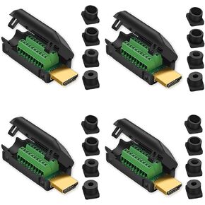 4PCS HDMI Solderless Male Adapter, Gold Plated Connector Breakout Board with Four Sizes of Tailpipes