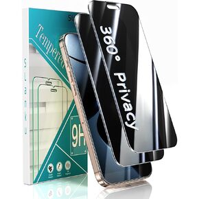 Slanku [2 Pack for iPhone 16 Pro Max Privacy Screen Protector, [4 Way 360°] Anti-Spy, Full Coverage, Private Tempered Glass, Zero Bubble, Case Friendly