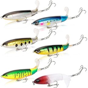 10pcs Topwater Fishing Lures Kit Floating Lures with Rotating Propeller Tail for Splashing Action Bass and Trout Fishing Lures for Freshwater and Saltwater