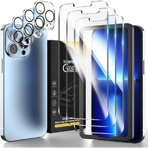 Hatoshi 3 Pack Packed Glass Screen Protector for iPhone 13 Pro Max مع واقي عدسة الكاميرا 3 حزمة ، شاشة زجاجية وثيقة واضحة لـ iPhone 13 Pro Max 6.7 بوصة
